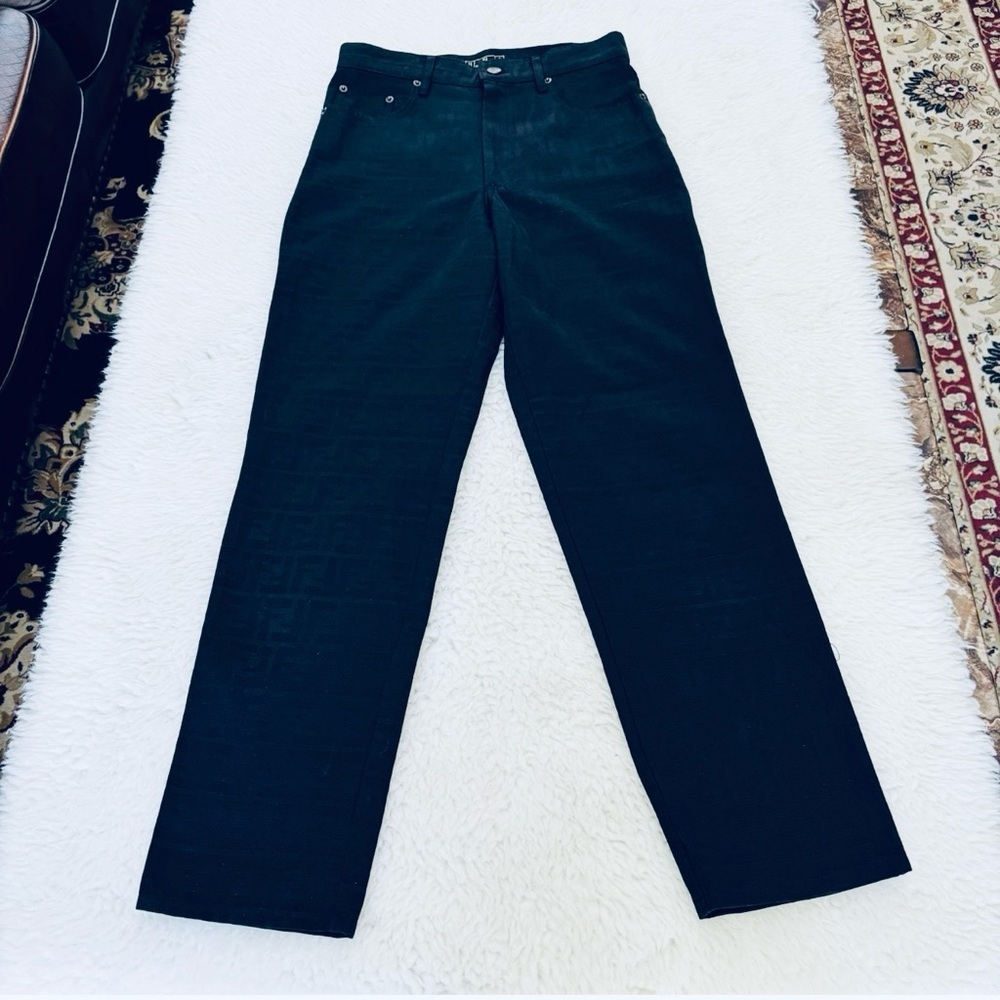 Fendi FF Logo Black High Rise Pants size EU 42 US 27-28 - Picture 5 of 15